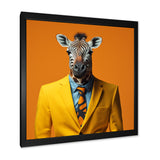 Yellow and orange suited up zebra - Zebra Fashion Bedroom Wall Art