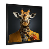 Yellow and black suited up fashion giraffe - Yellow Giraffe Fashion Wall Art