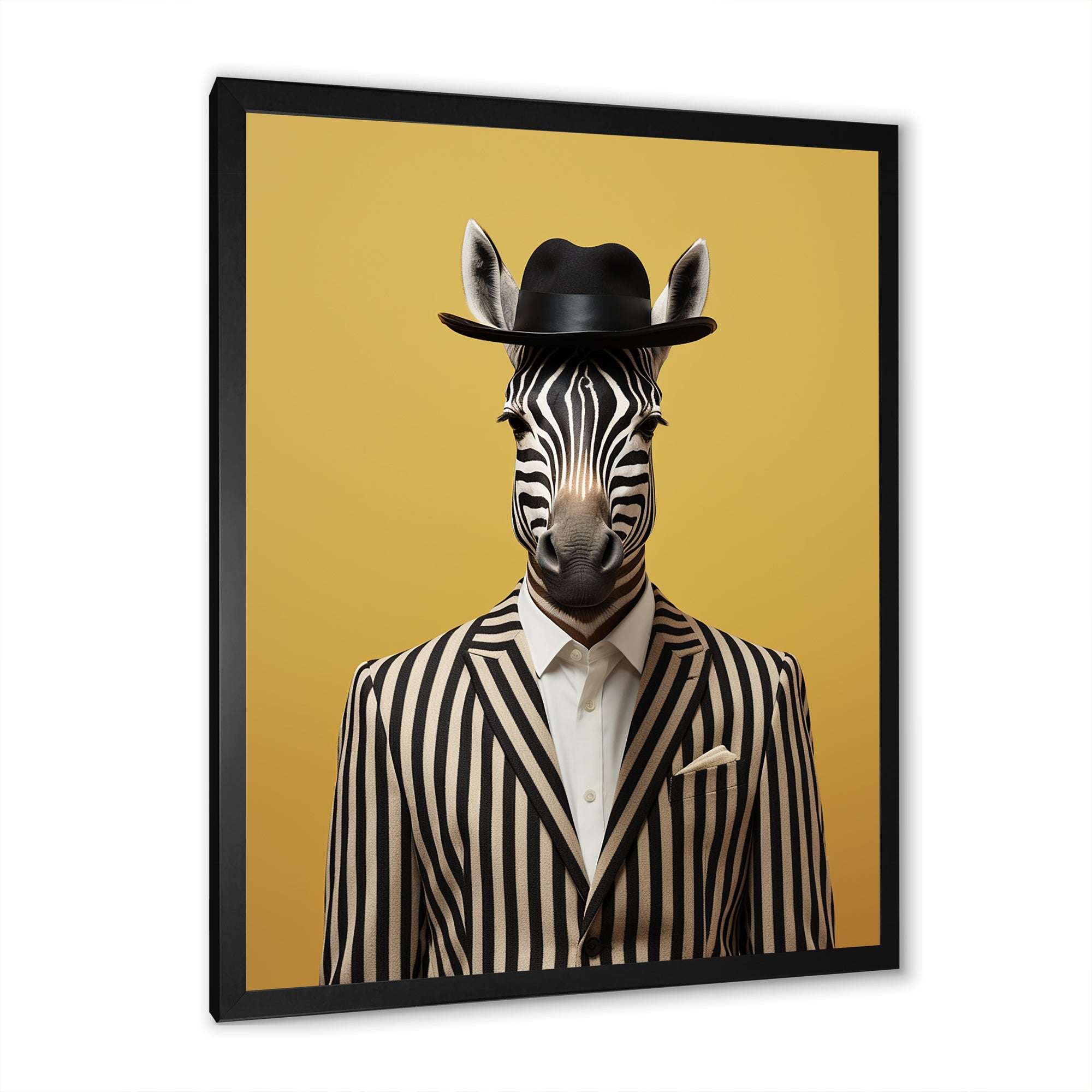Chic Zebra suit - Yellow Zebra Fashion Wall Art