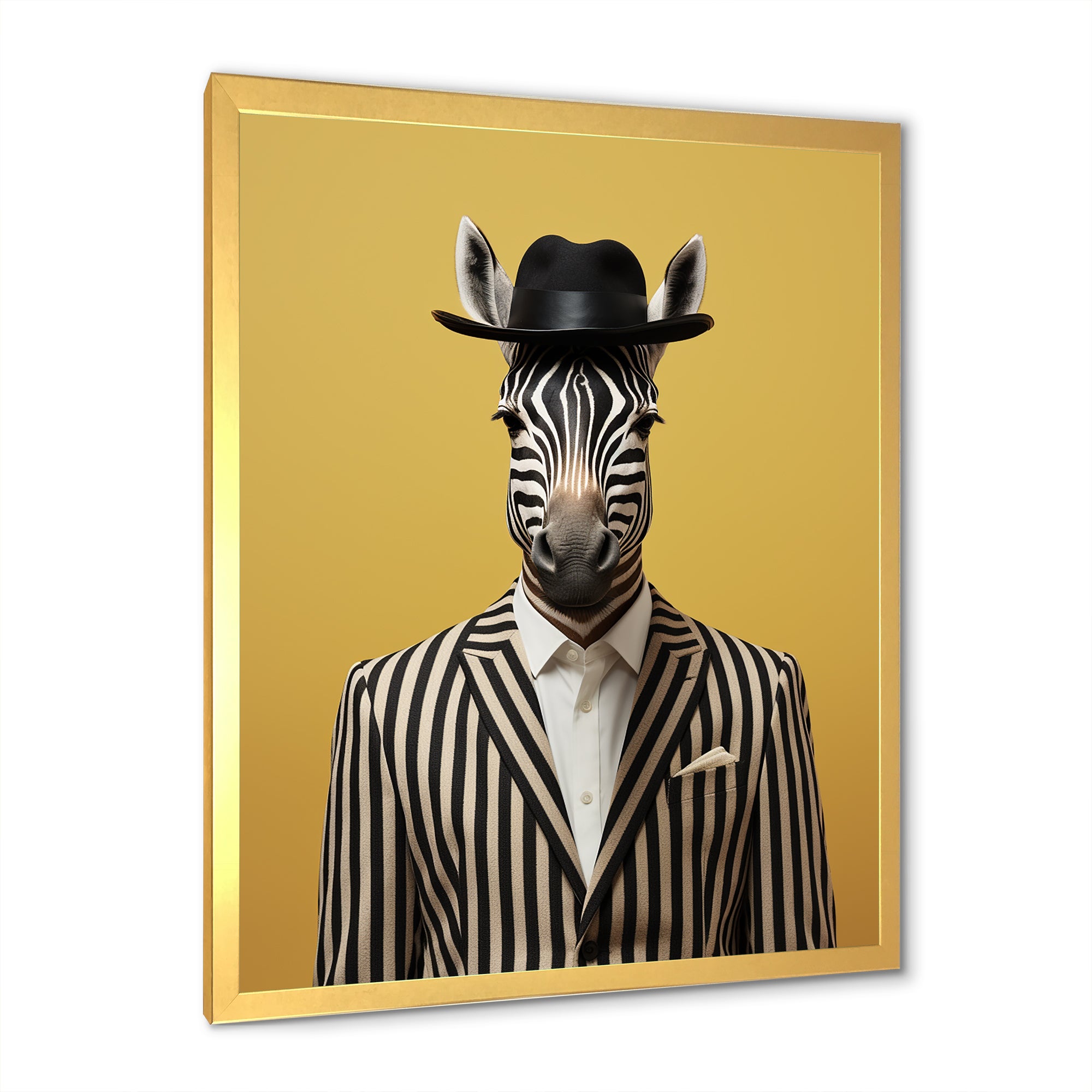 Chic Zebra suit - Yellow Zebra Fashion Wall Art