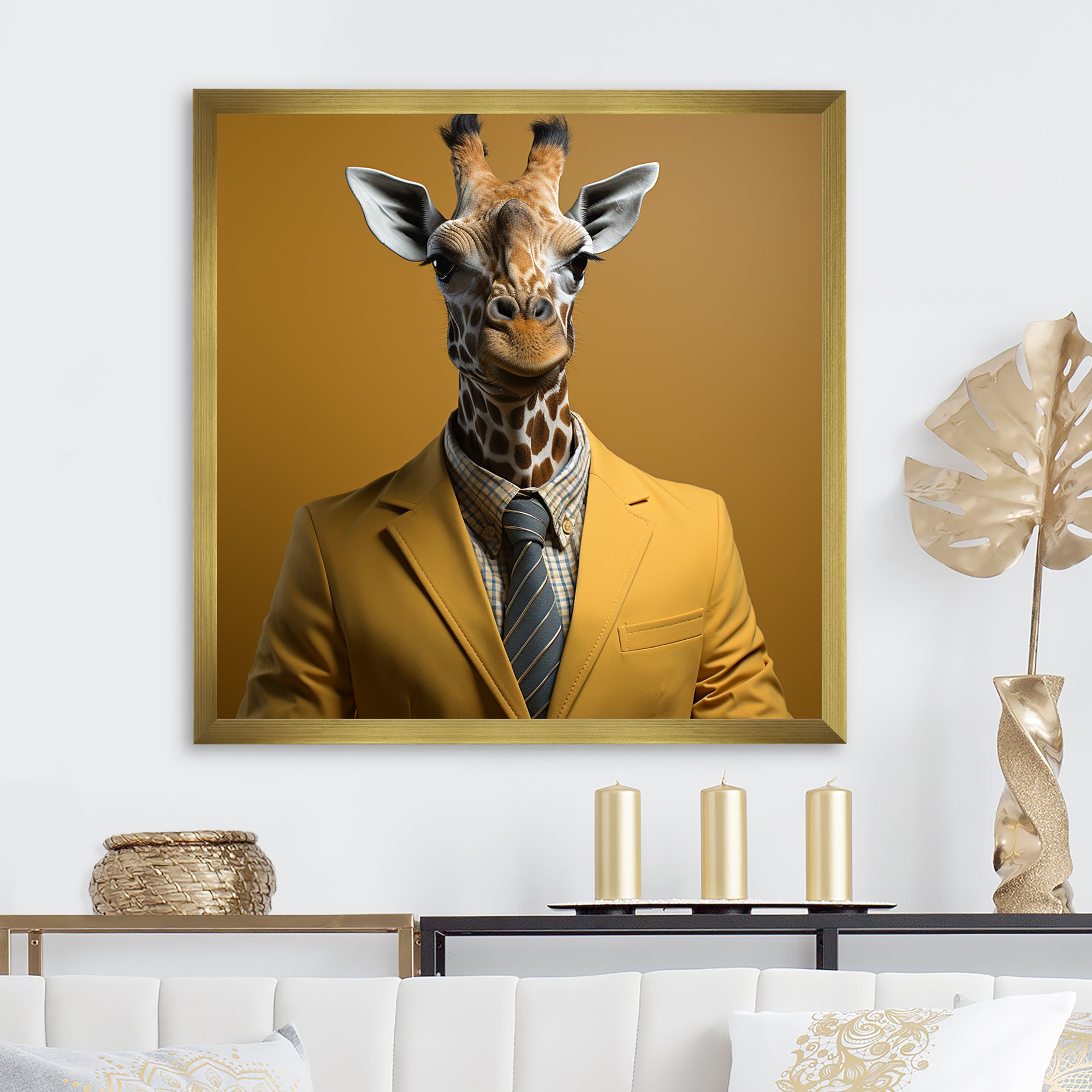 Giraffe in suit fashion Elegance - Giraffe Fashion Home Decor Art
