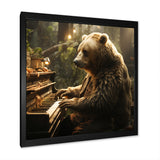Forest bear playing piano - Bear Large Canvas Wall Art