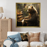 Forest bear playing piano - Bear Large Canvas Wall Art