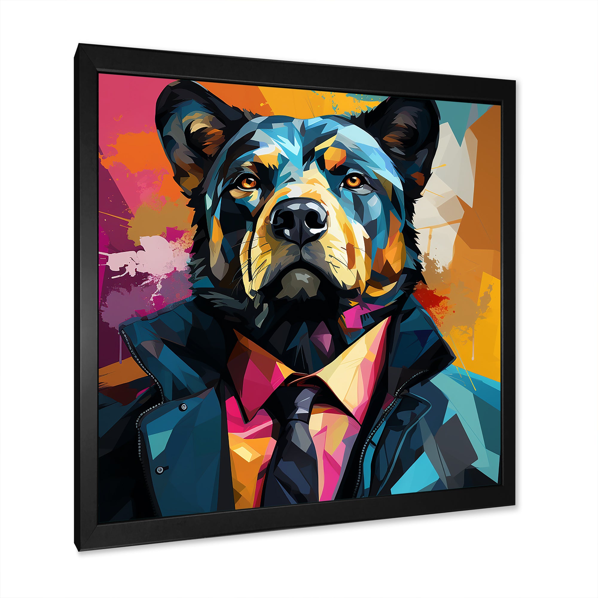 Suit up bear portrait - Bear Canvas Wall Art