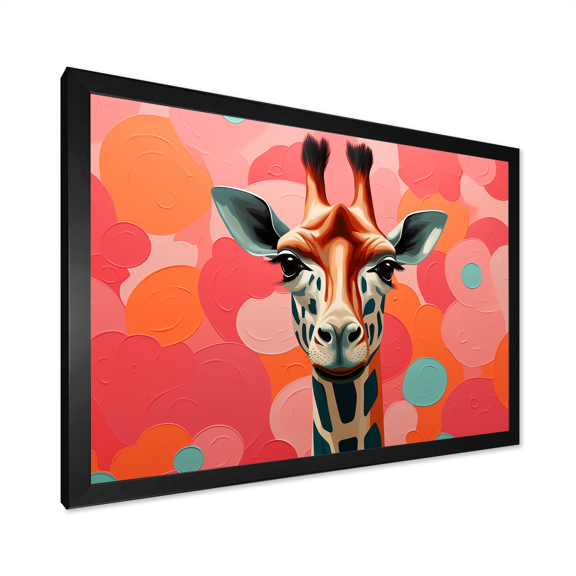 Pink and orange Giraffe Portrait - Pink Giraffe Wall Art