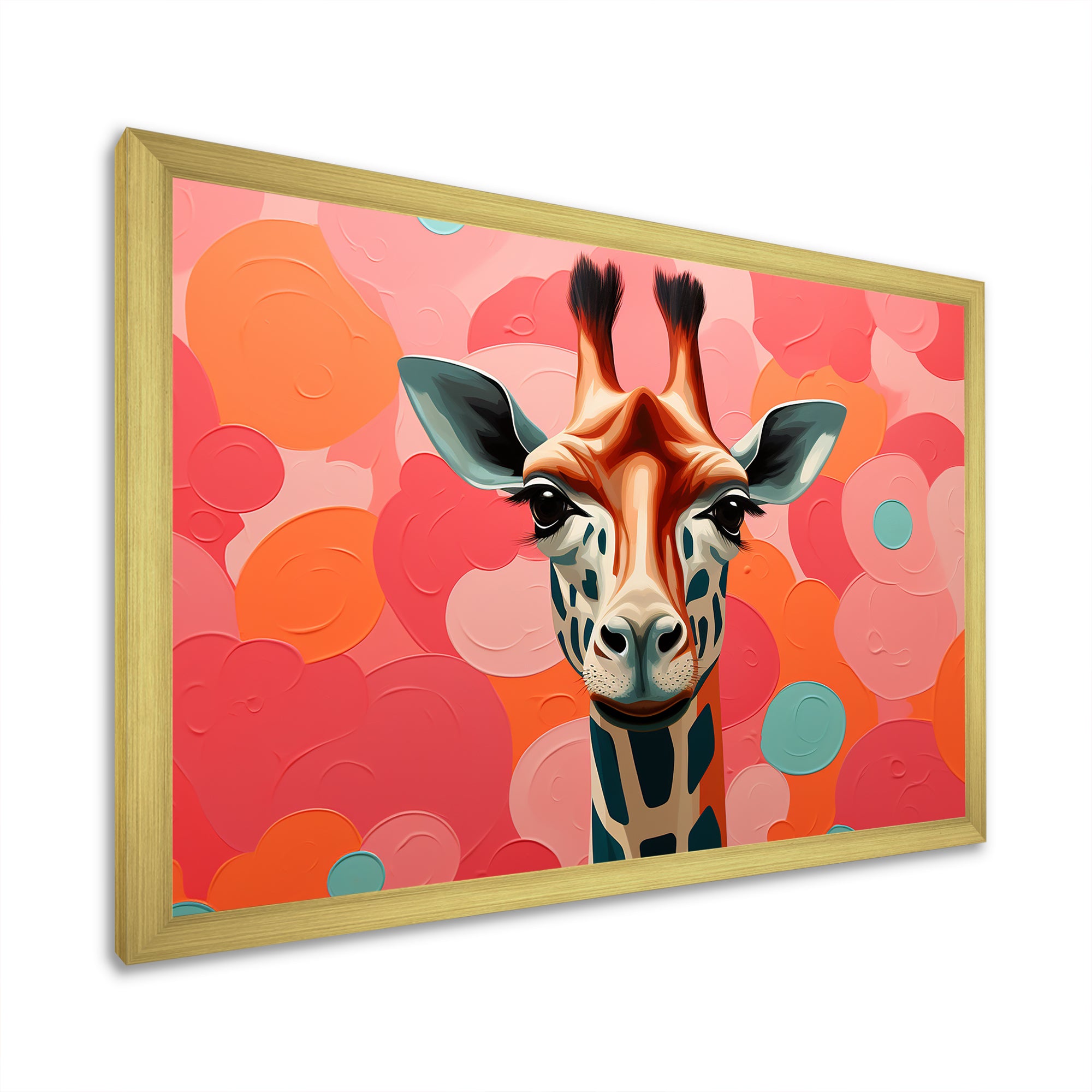 Pink and orange Giraffe Portrait - Pink Giraffe Wall Art