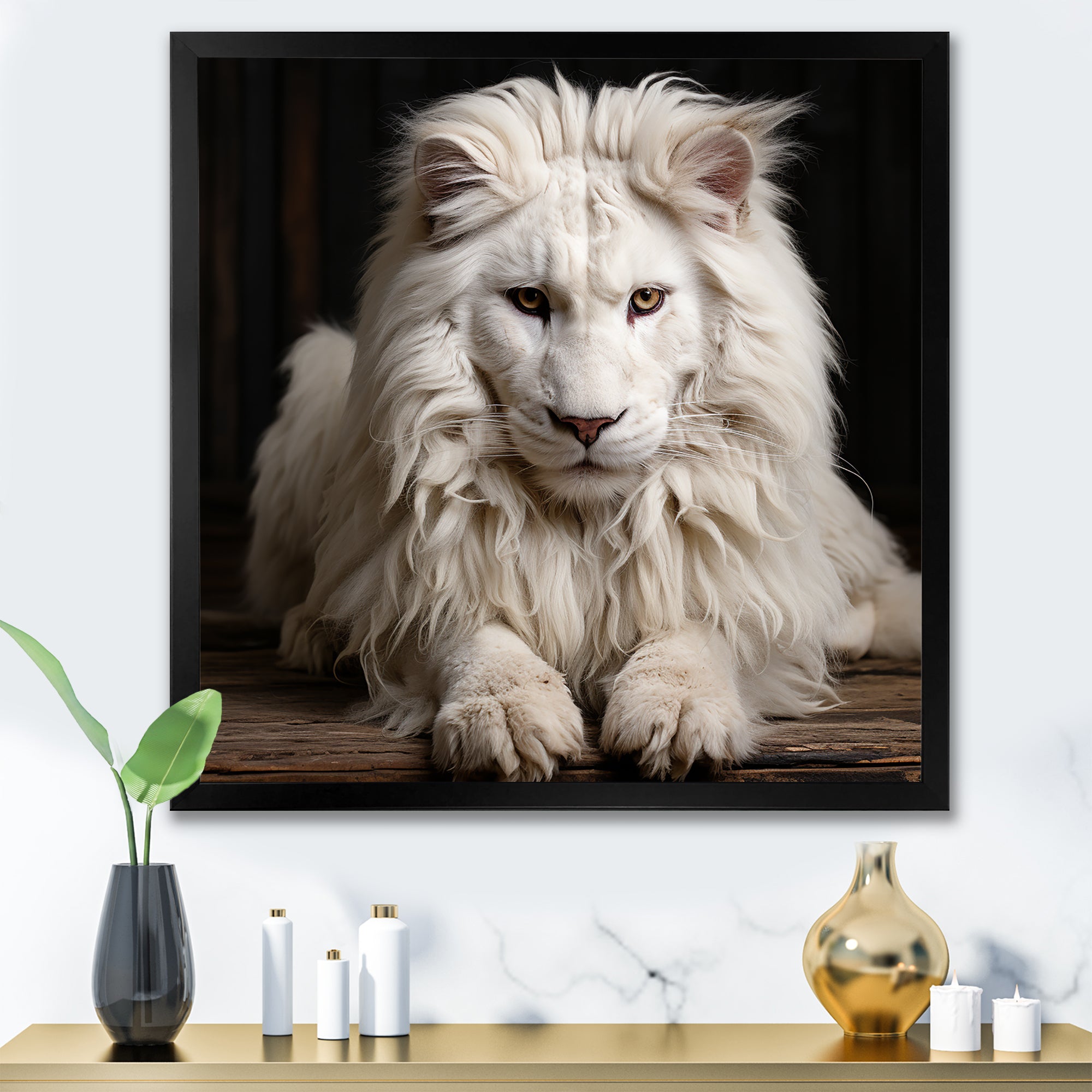 Ivory King portrait elegance - Lion Canvas Wall Art