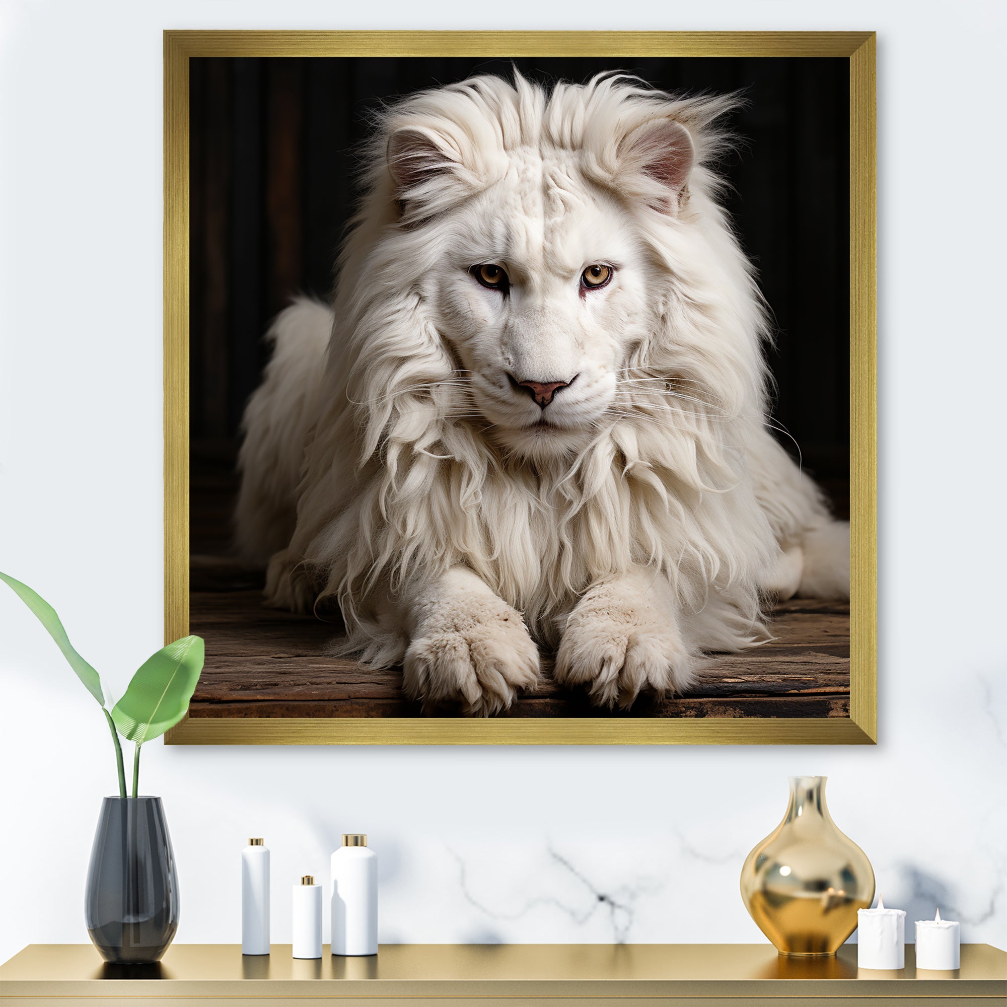 Ivory King portrait elegance - Lion Canvas Wall Art