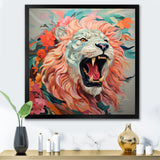 Pink and Grey Lion roar - Pink Lion Wall Art