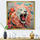 Pink and Grey Lion roar - Pink Lion Wall Art