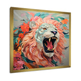 Pink and Grey Lion roar - Pink Lion Wall Art