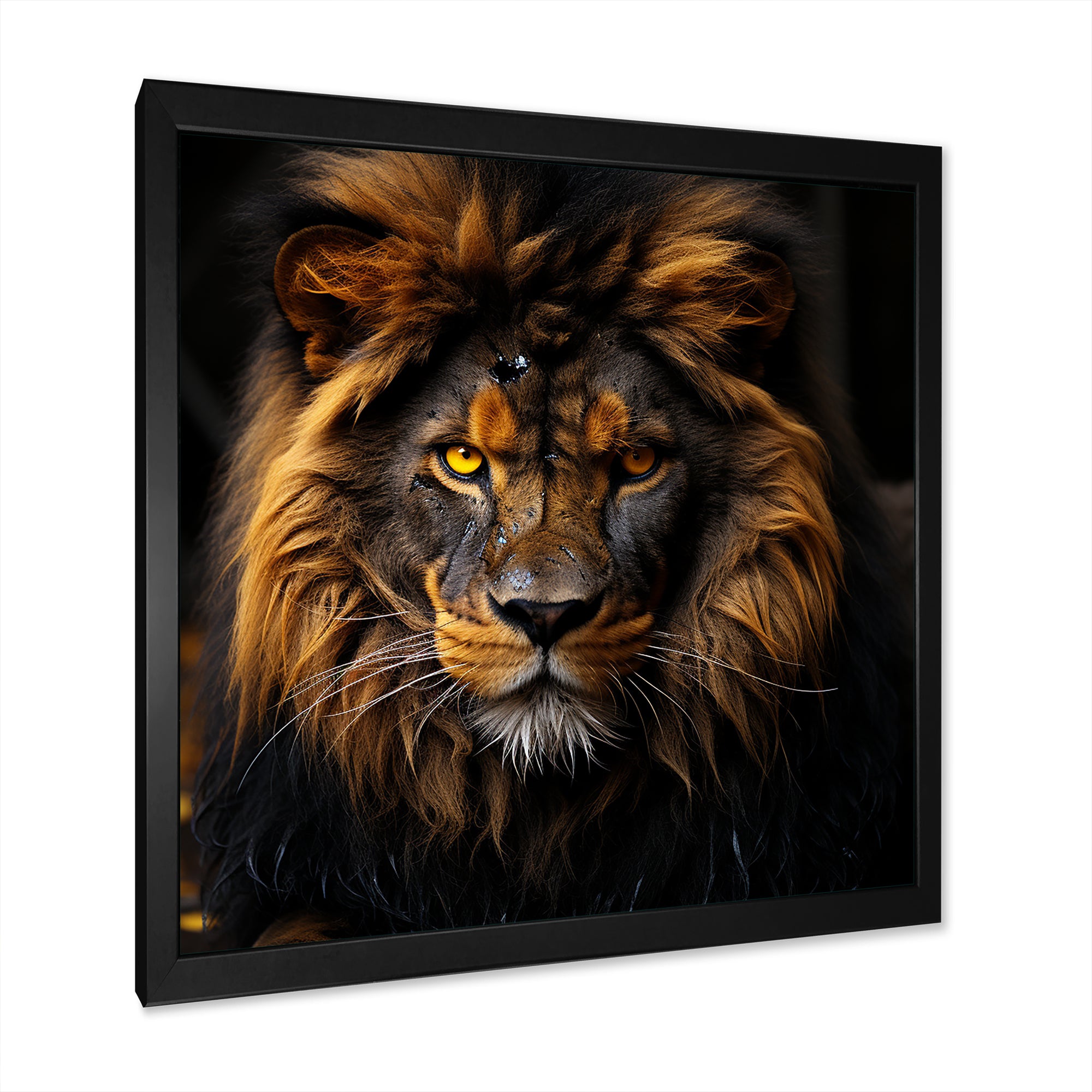 Midnight golden lion - Lion Bedroom Wall Art