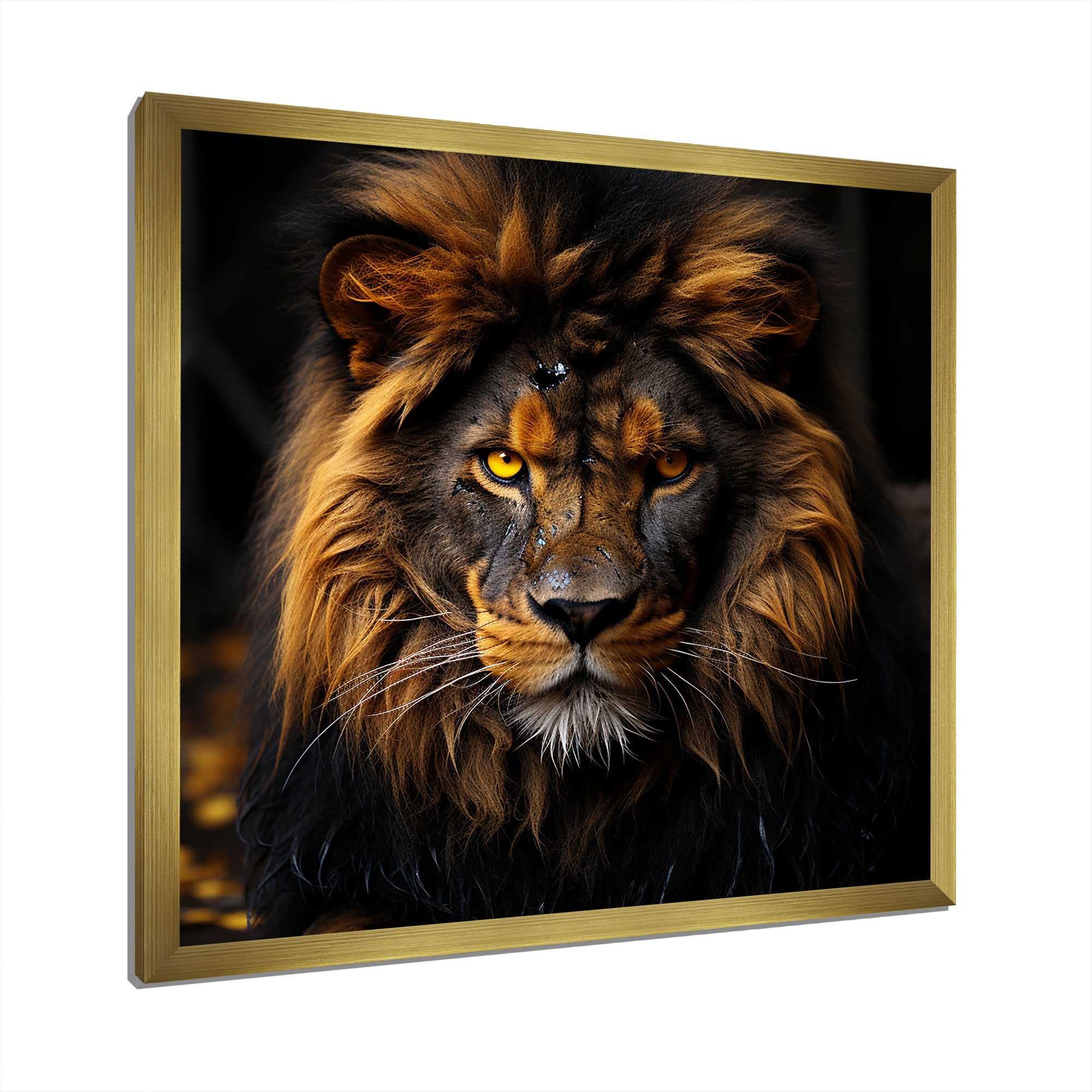 Midnight golden lion - Lion Bedroom Wall Art