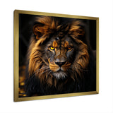 Midnight golden lion - Lion Bedroom Wall Art