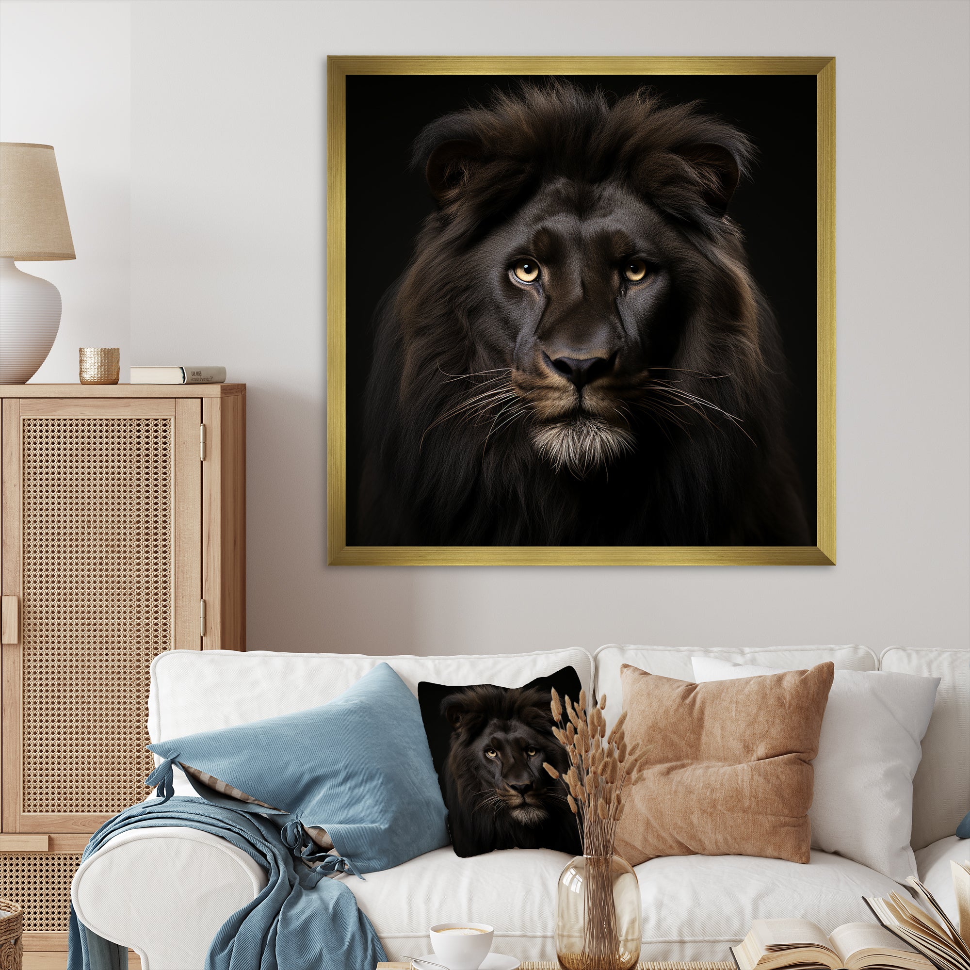 Midnight black lion - Lion Canvas Wall Art