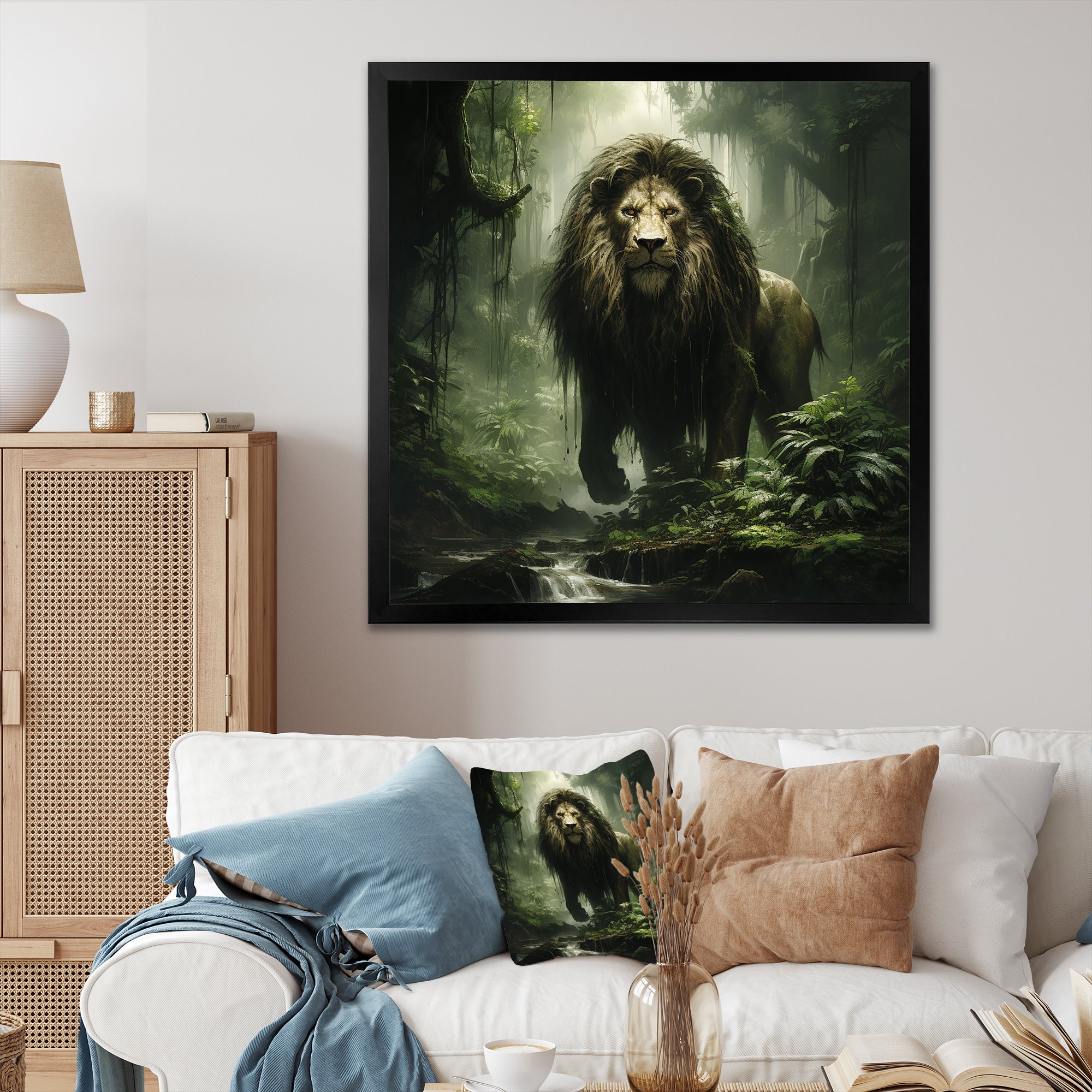 Brown and green Jungle lion Monarch - Lion Wall Art Prints