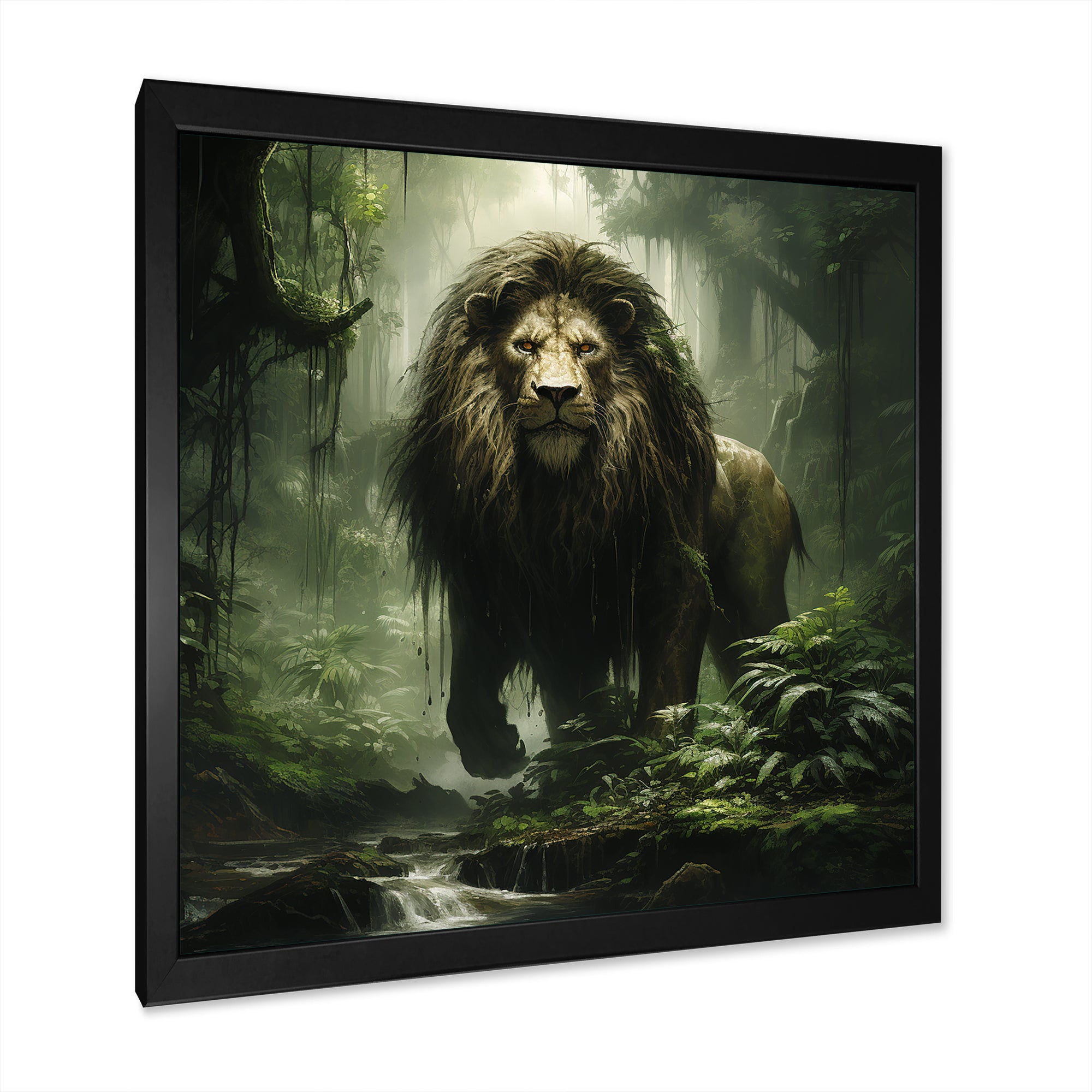 Brown and green Jungle lion Monarch - Lion Wall Art Prints