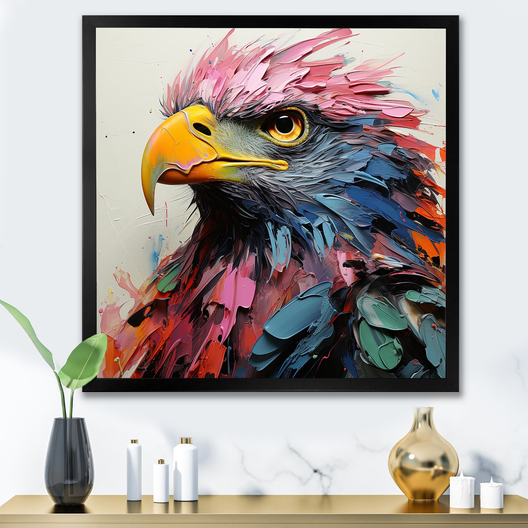 Pink and blue Majesty Eagle - Eagle Home Decor Art