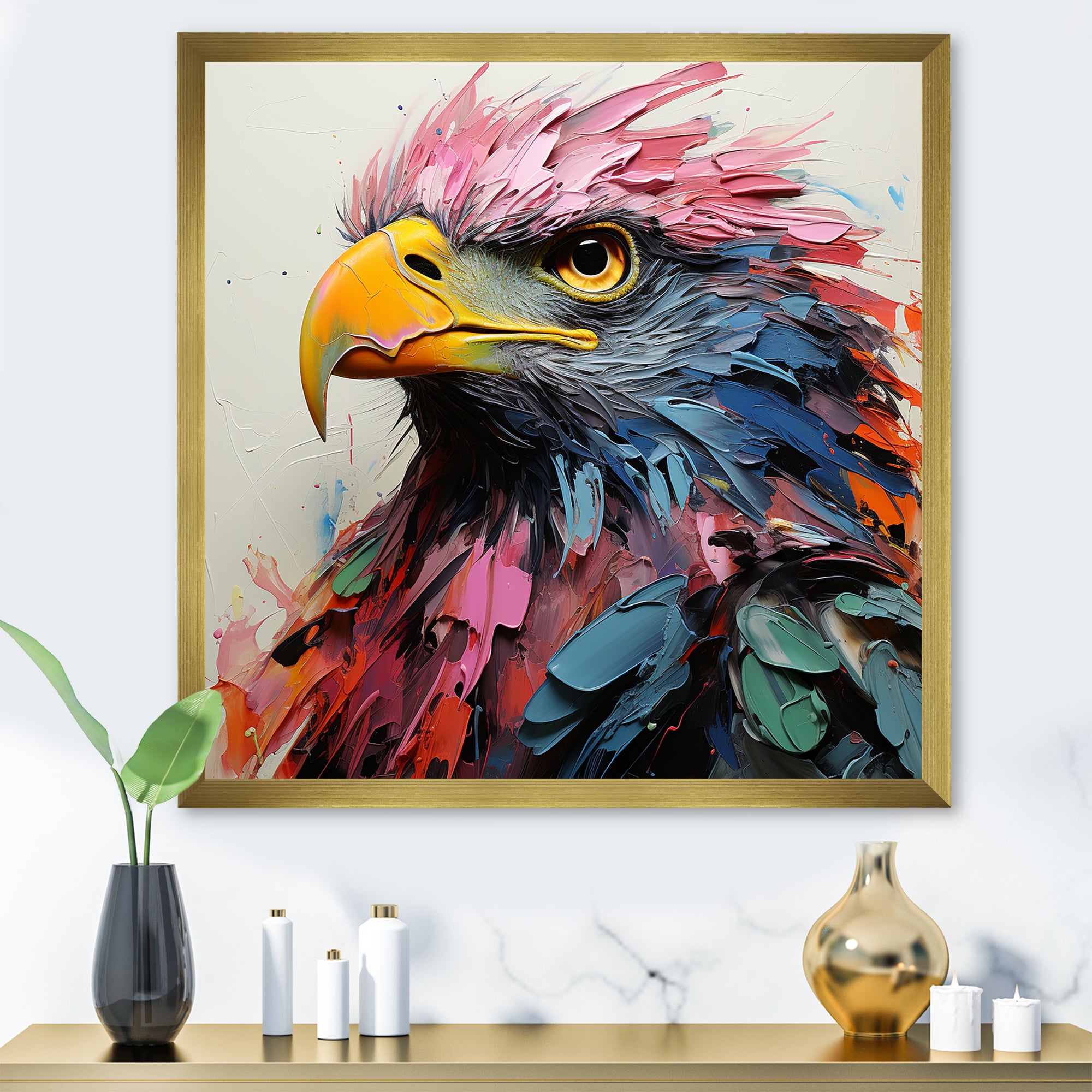Pink and blue Majesty Eagle - Eagle Home Decor Art