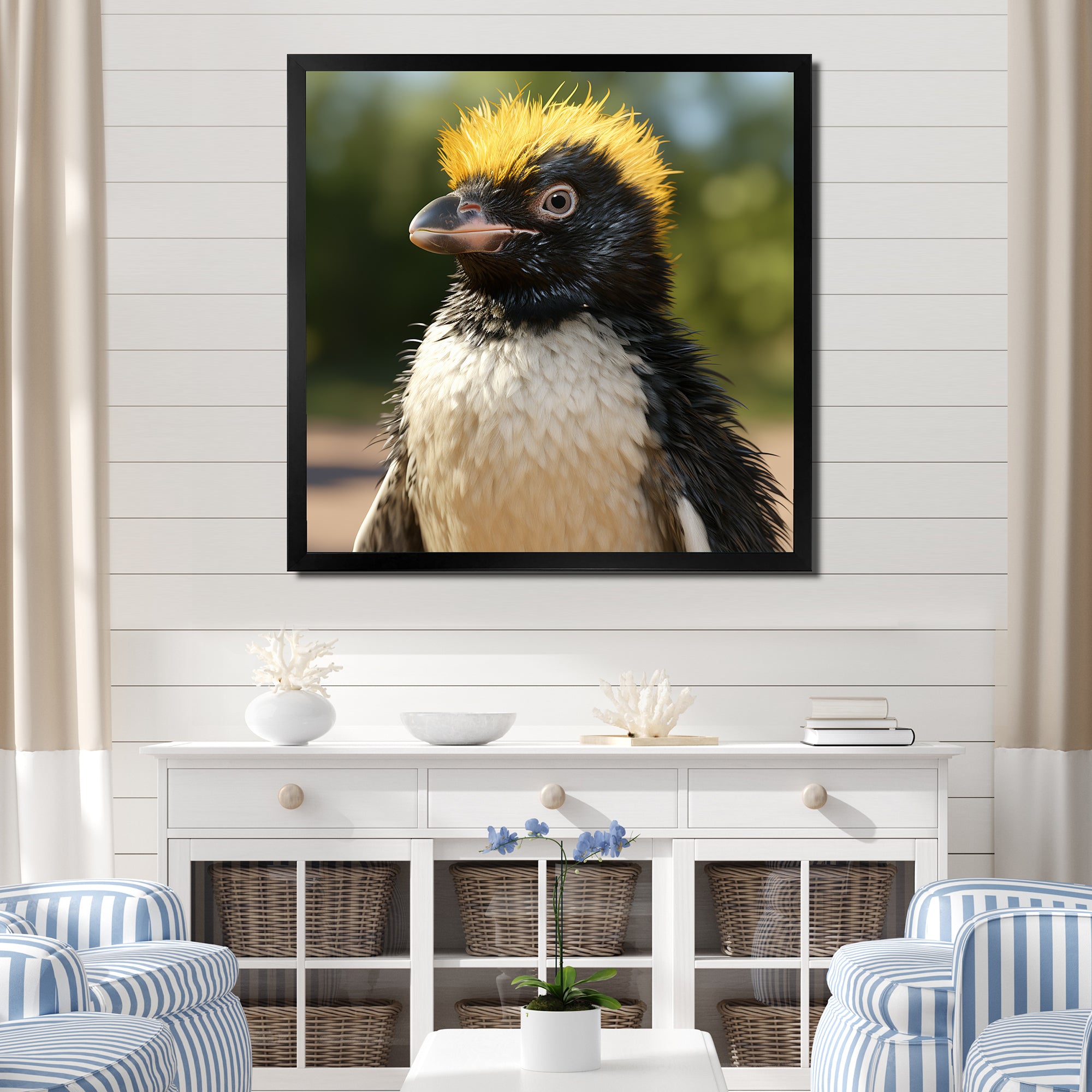 Penguin photo portrait - Black Penguin Wall Art