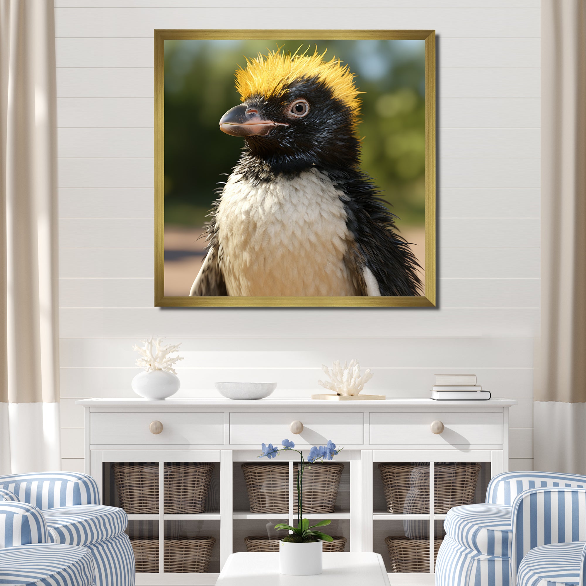Penguin photo portrait - Black Penguin Wall Art
