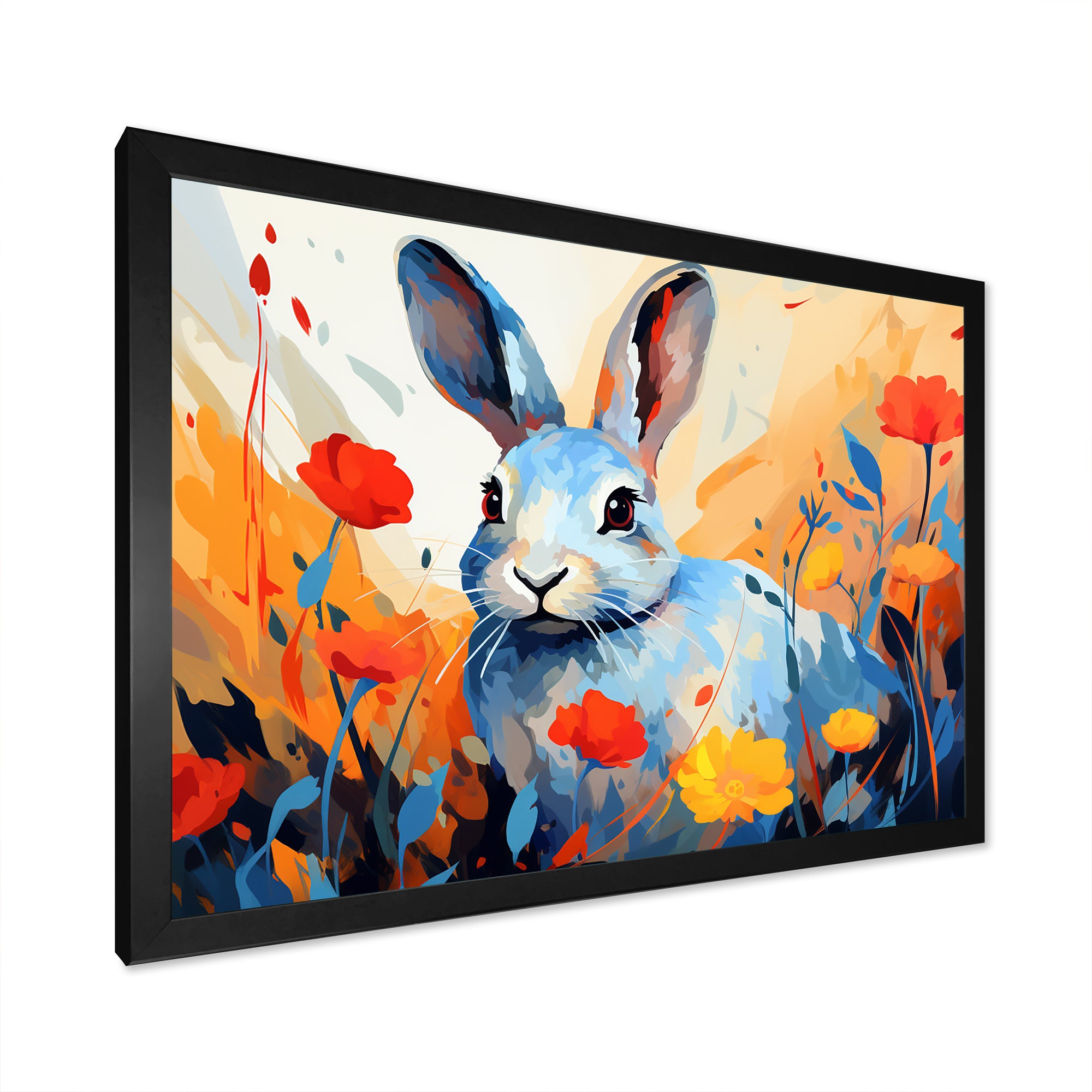 Blue Rabbit flower meadows - Blue Rabbit Wall Art