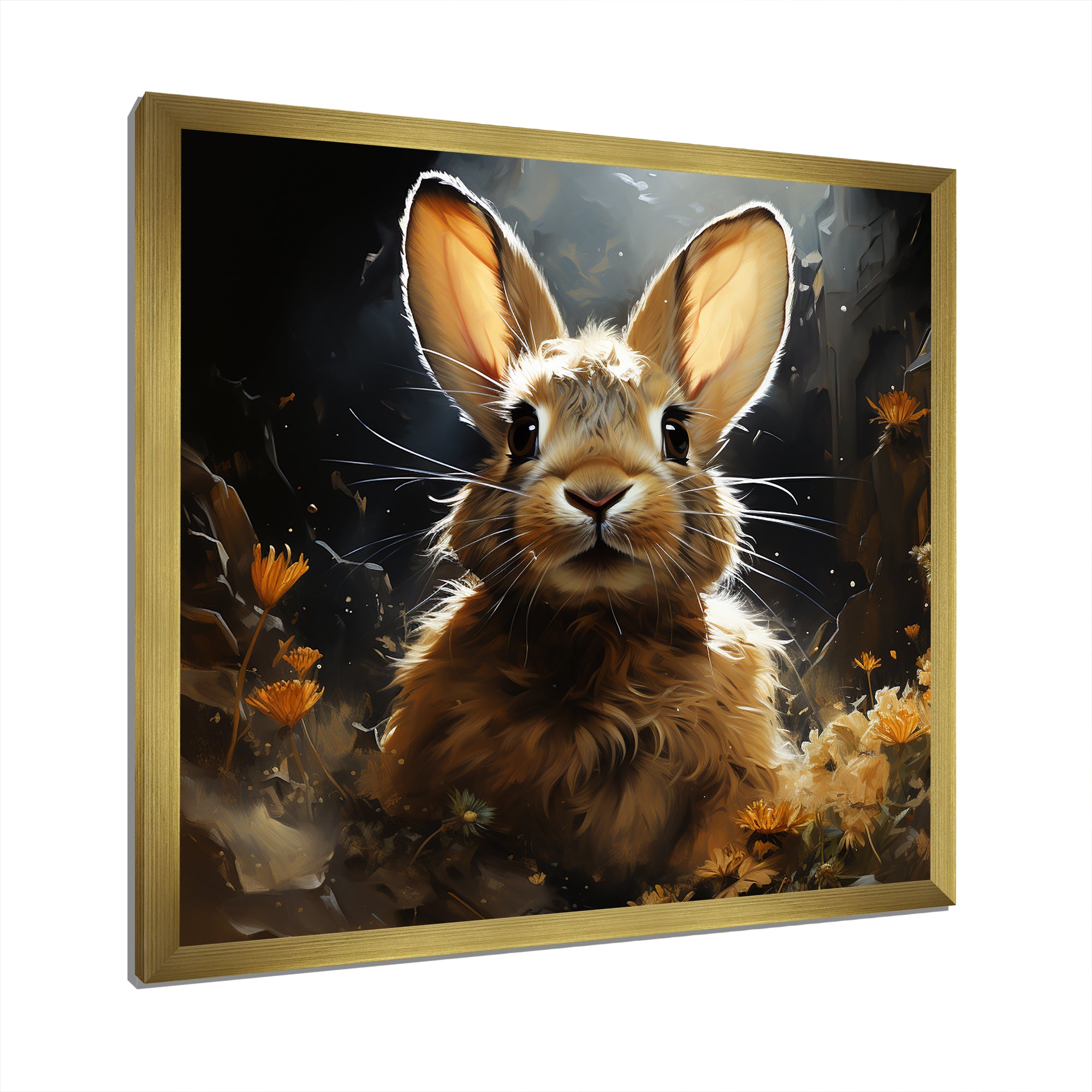 Curious floral rabbit meadow photo - Rabbit Living Room Wall Art