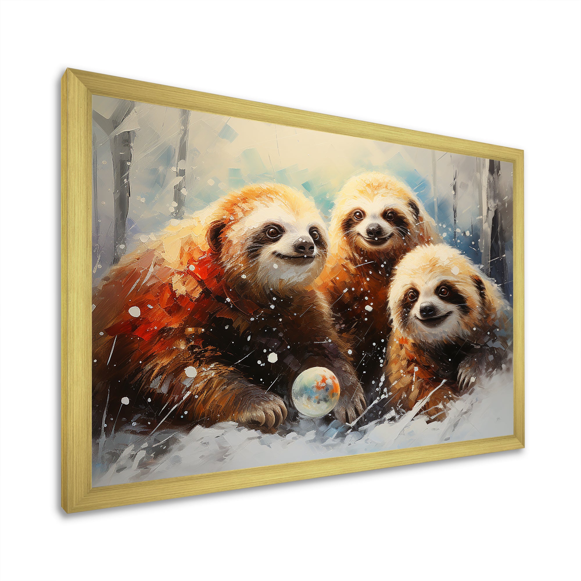 Brown Sloths winter - Brown Sloth Wall Art