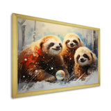 Brown Sloths winter - Brown Sloth Wall Art