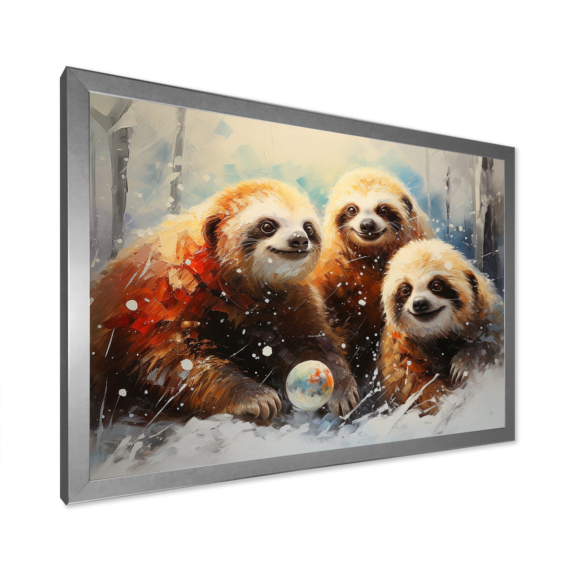 Brown Sloths winter - Brown Sloth Wall Art