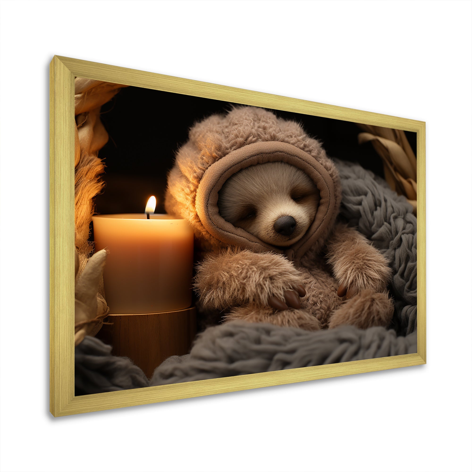 Brown Sloth Serenity sleep - Sloth Framed Canvas Art