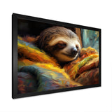 Grey and yellow Sloth Serenity sleep - Sloth Large Canvas Wall Art