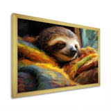 Grey and yellow Sloth Serenity sleep - Sloth Large Canvas Wall Art