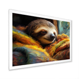 Grey and yellow Sloth Serenity sleep - Sloth Large Canvas Wall Art
