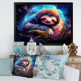 Blue and purple Sloth Serenity sleep - Sloth Living Room Wall Art