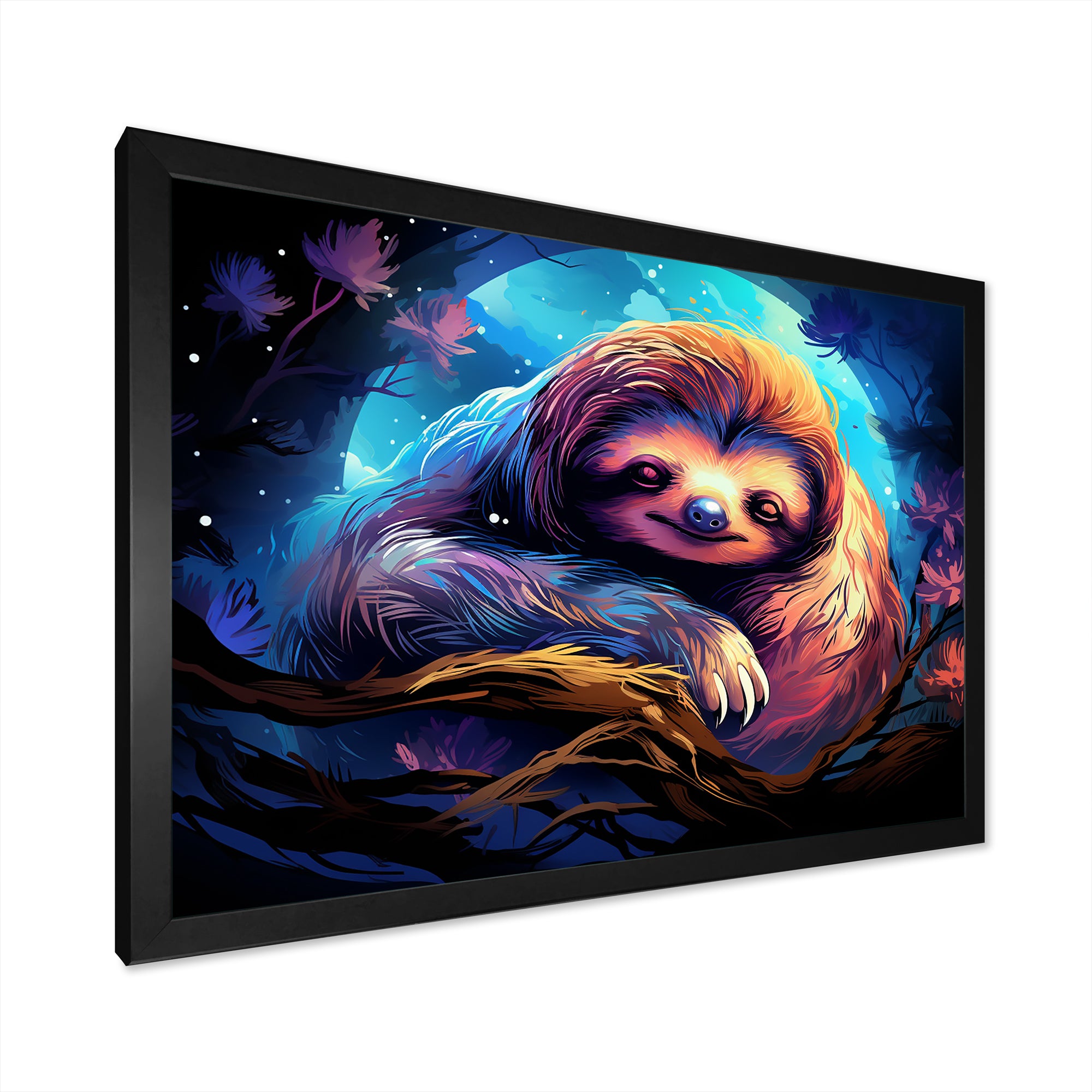 Blue and purple Sloth Serenity sleep - Sloth Living Room Wall Art