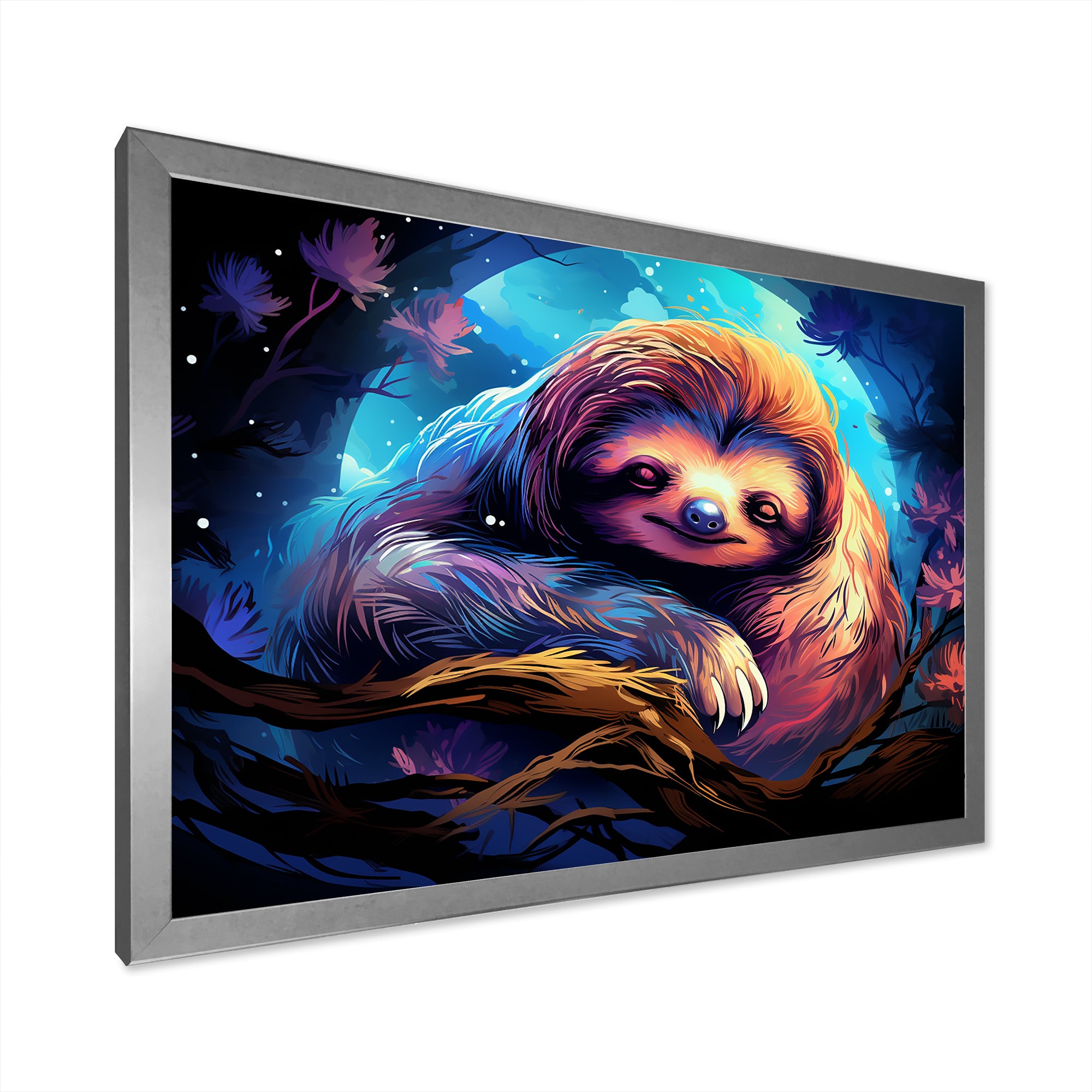 Blue and purple Sloth Serenity sleep - Sloth Living Room Wall Art
