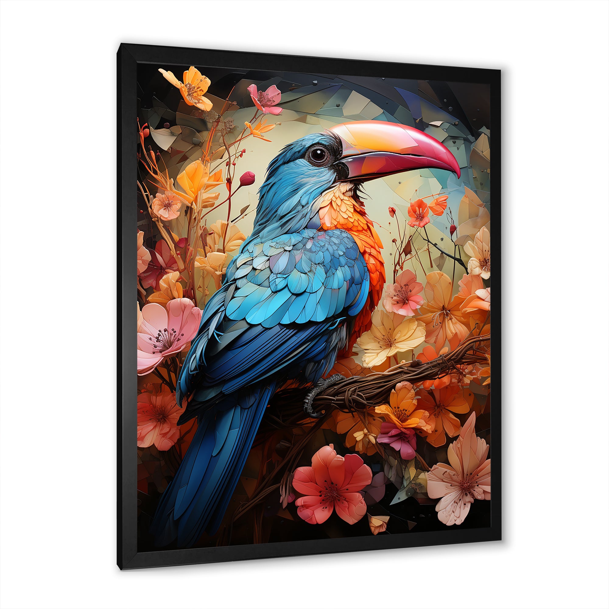 Blue and orange Toucan Treasures - Blue Toucan Wall Art