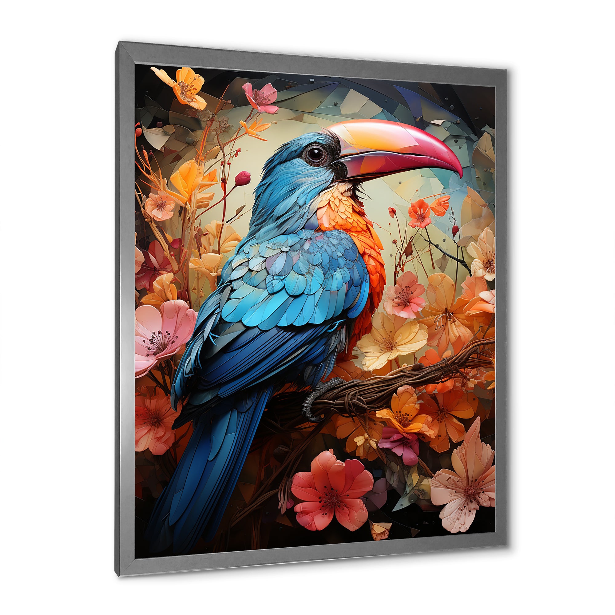 Blue and orange Toucan Treasures - Blue Toucan Wall Art