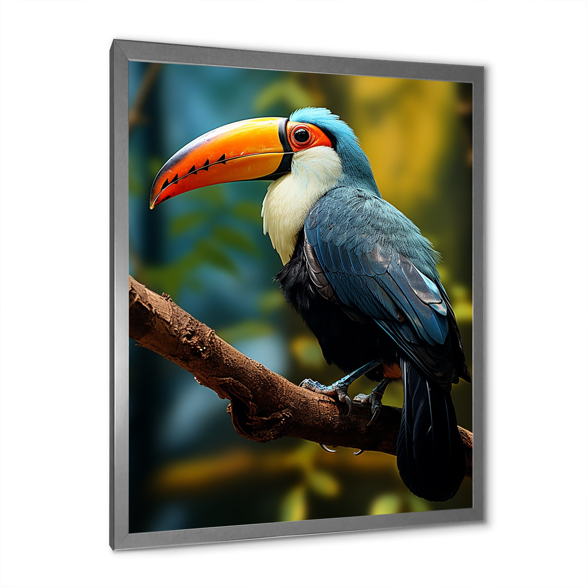 Blue and white Tropical Toucan jungle - Blue Toucan Wall Art