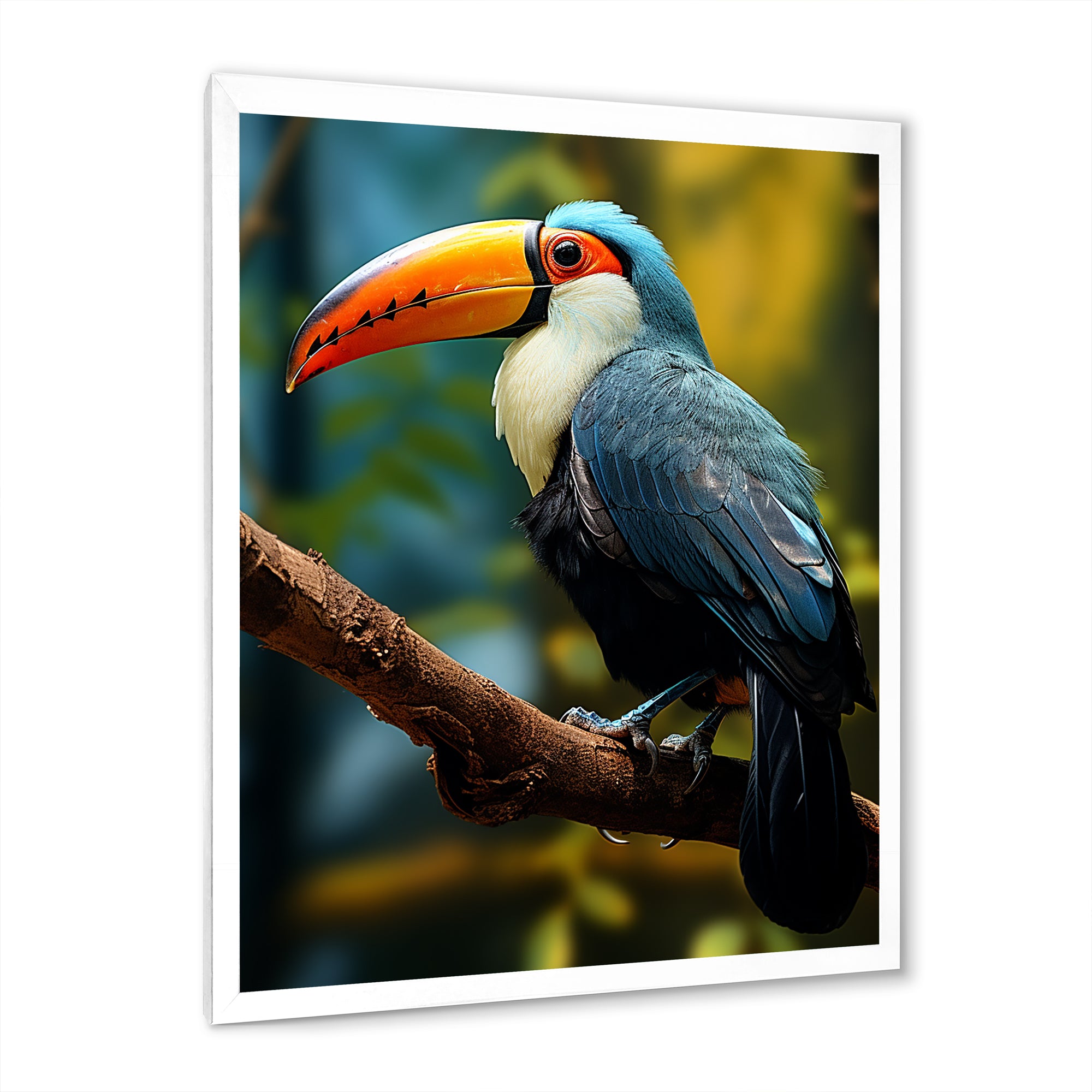 Blue and white Tropical Toucan jungle - Blue Toucan Wall Art