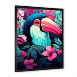 Pink and blue Tropical Toucans - Toucan Bedroom Wall Art