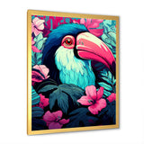 Pink and blue Tropical Toucans - Toucan Bedroom Wall Art