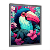 Pink and blue Tropical Toucans - Toucan Bedroom Wall Art