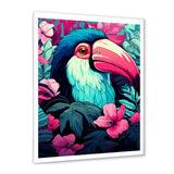 Pink and blue Tropical Toucans - Toucan Bedroom Wall Art