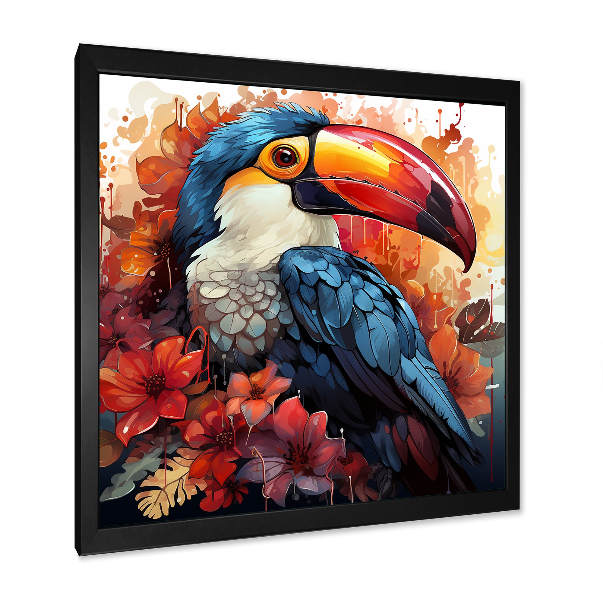 Blue and red Tropical Toucans - Toucan Canvas Wall Art