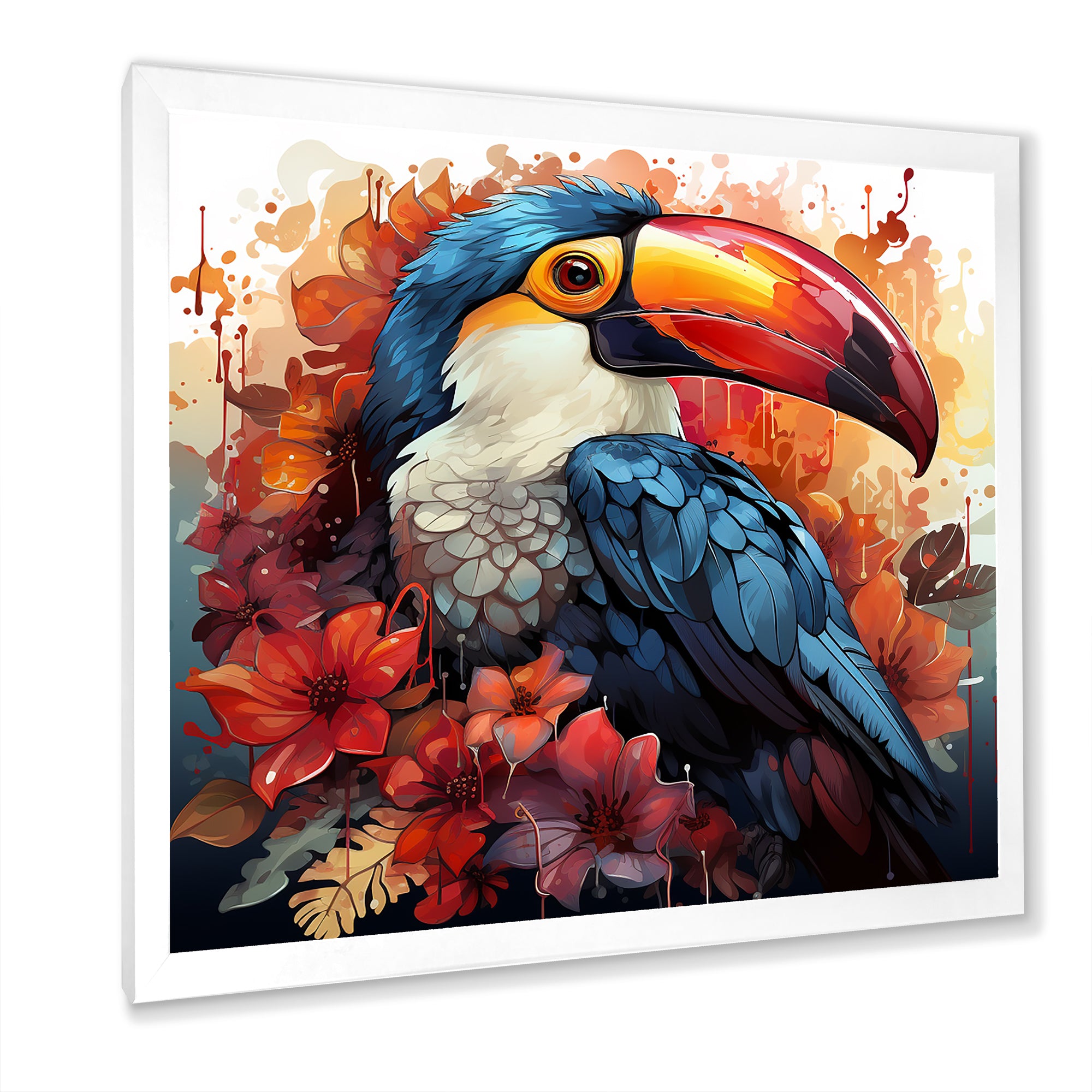Blue and red Tropical Toucans - Toucan Canvas Wall Art