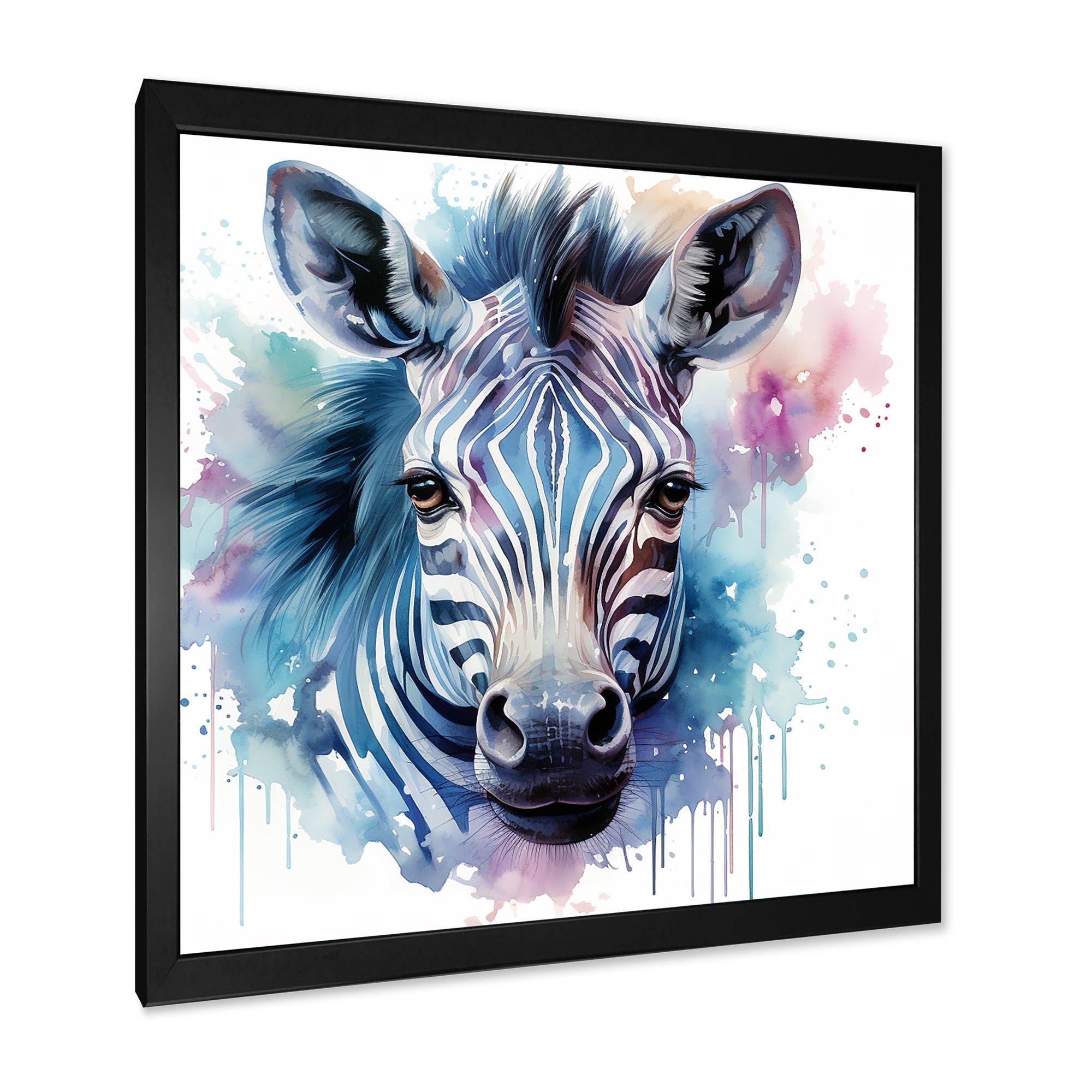 Blue and pink Zebra Savannah - Zebra Living Room Wall Art