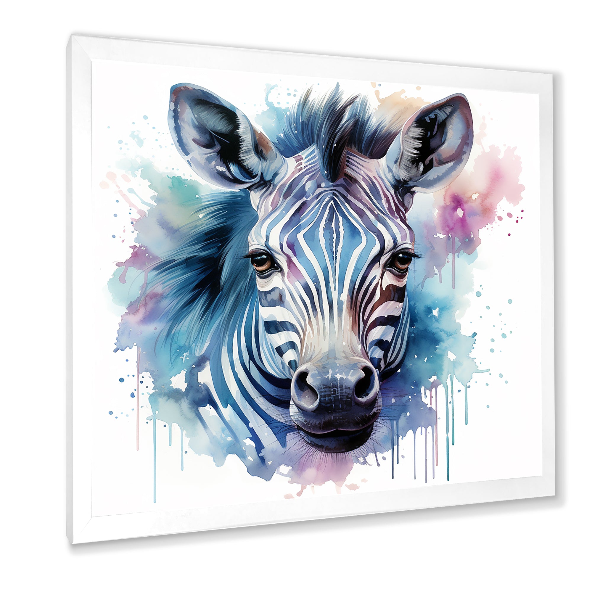 Blue and pink Zebra Savannah - Zebra Living Room Wall Art