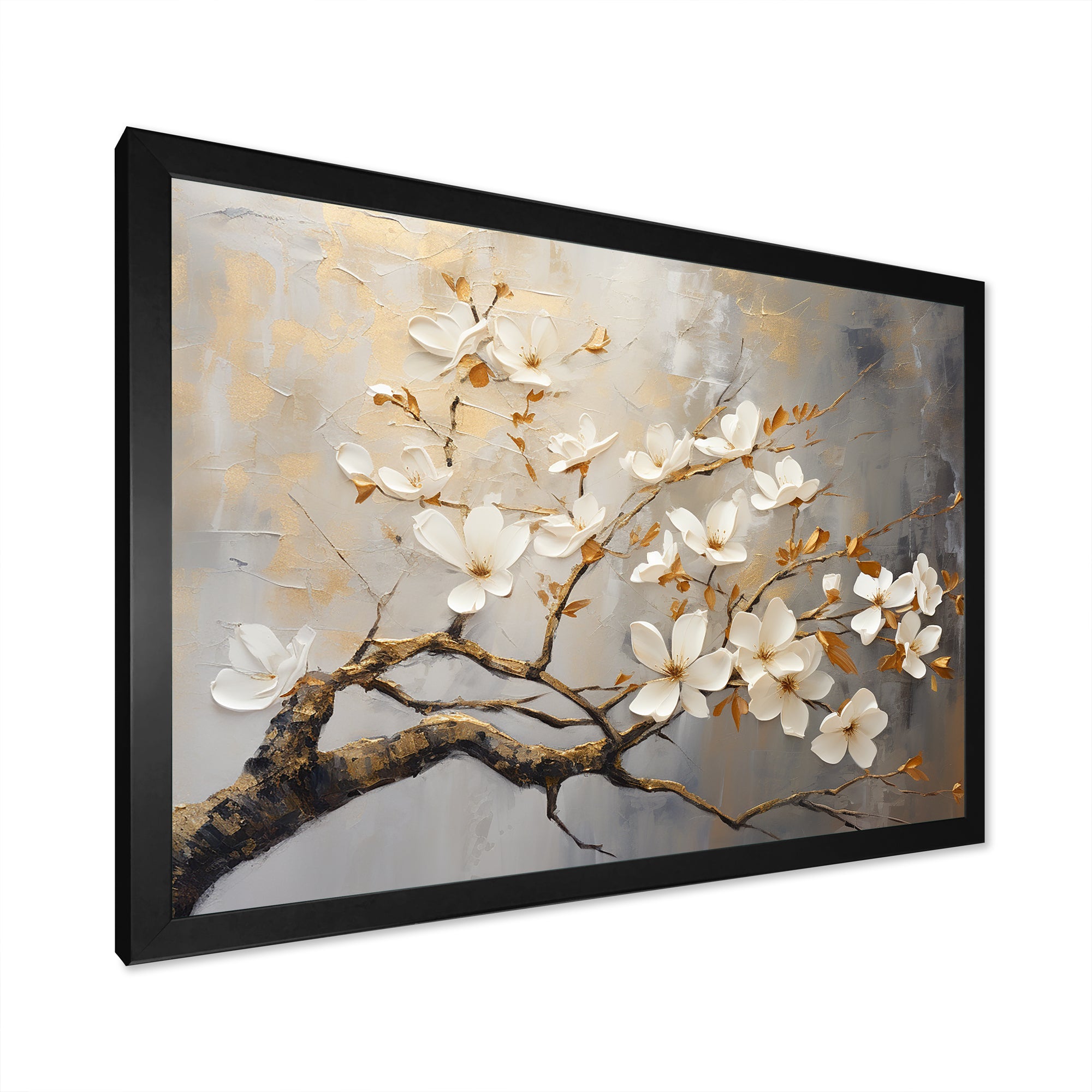 Gold and Grey floral tree serenity - Bird Wall Art Prints